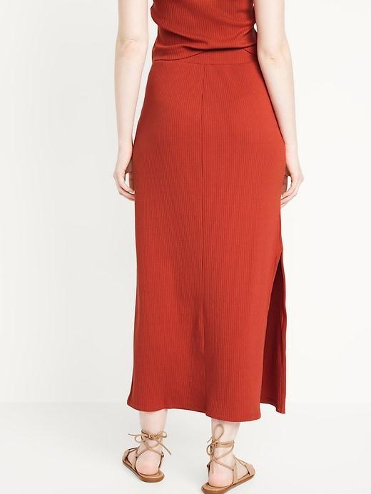 High-Waisted Rib-Knit Maxi Skirt Product Image