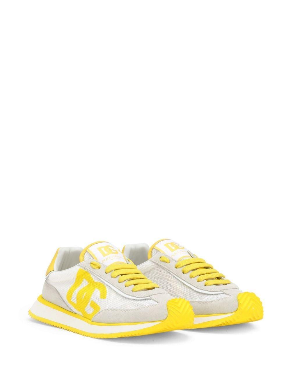 Mixed Leather Dg Runner Sneakers In White Product Image