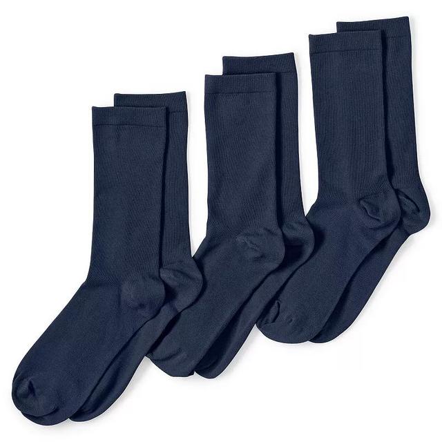 Womens Lands End Seamless Toe Solid Crew Socks 3-Pack True Blue Product Image