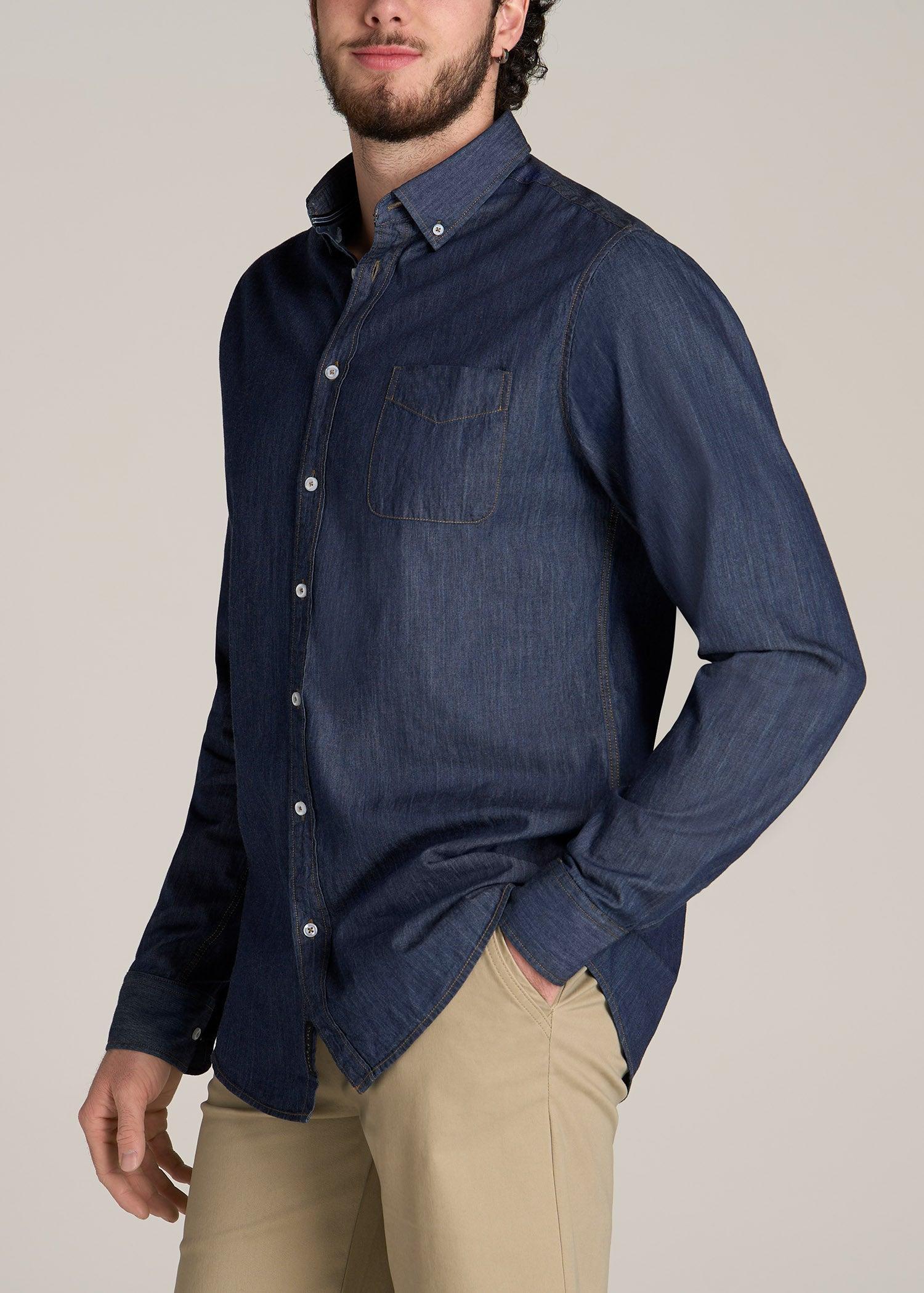 Chambray Button-Down Shirt for Tall Men in Dark Chambray Product Image