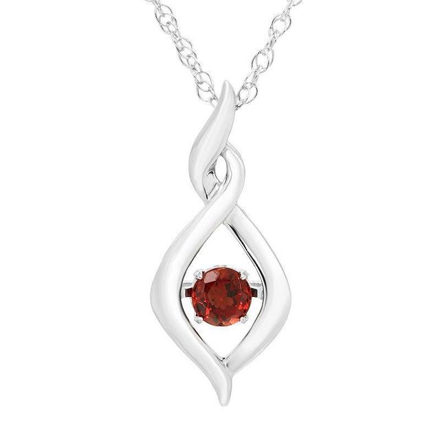 Boston Bay Diamonds Brilliance in Motion Sterling Silver Garnet Dancing Gemstone Twisted Infinity Pendant, Womens Red Product Image