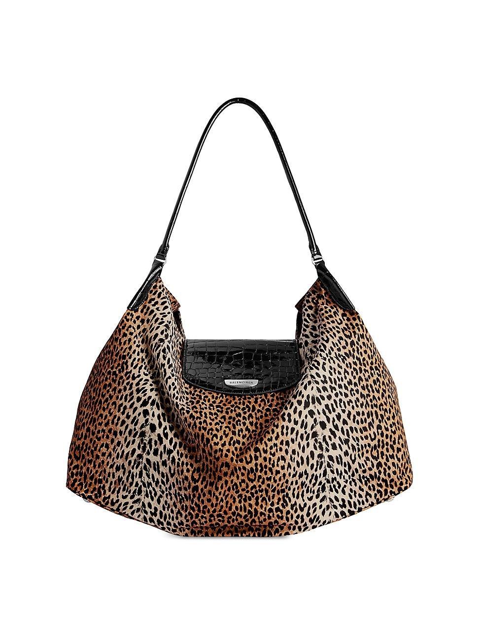 Womens Genve Large Hobo Bag Leopard Print Product Image