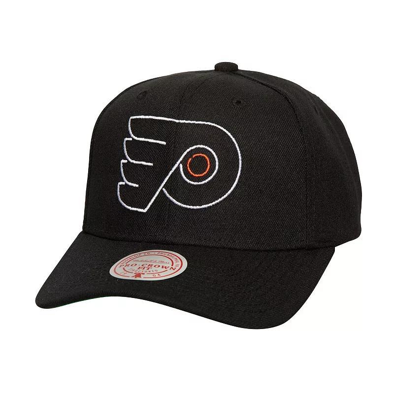 Mens Mitchell & Ness Black Philadelphia Flyers Soul Strike Neon Logo Pro Crown Adjustable Hat Product Image