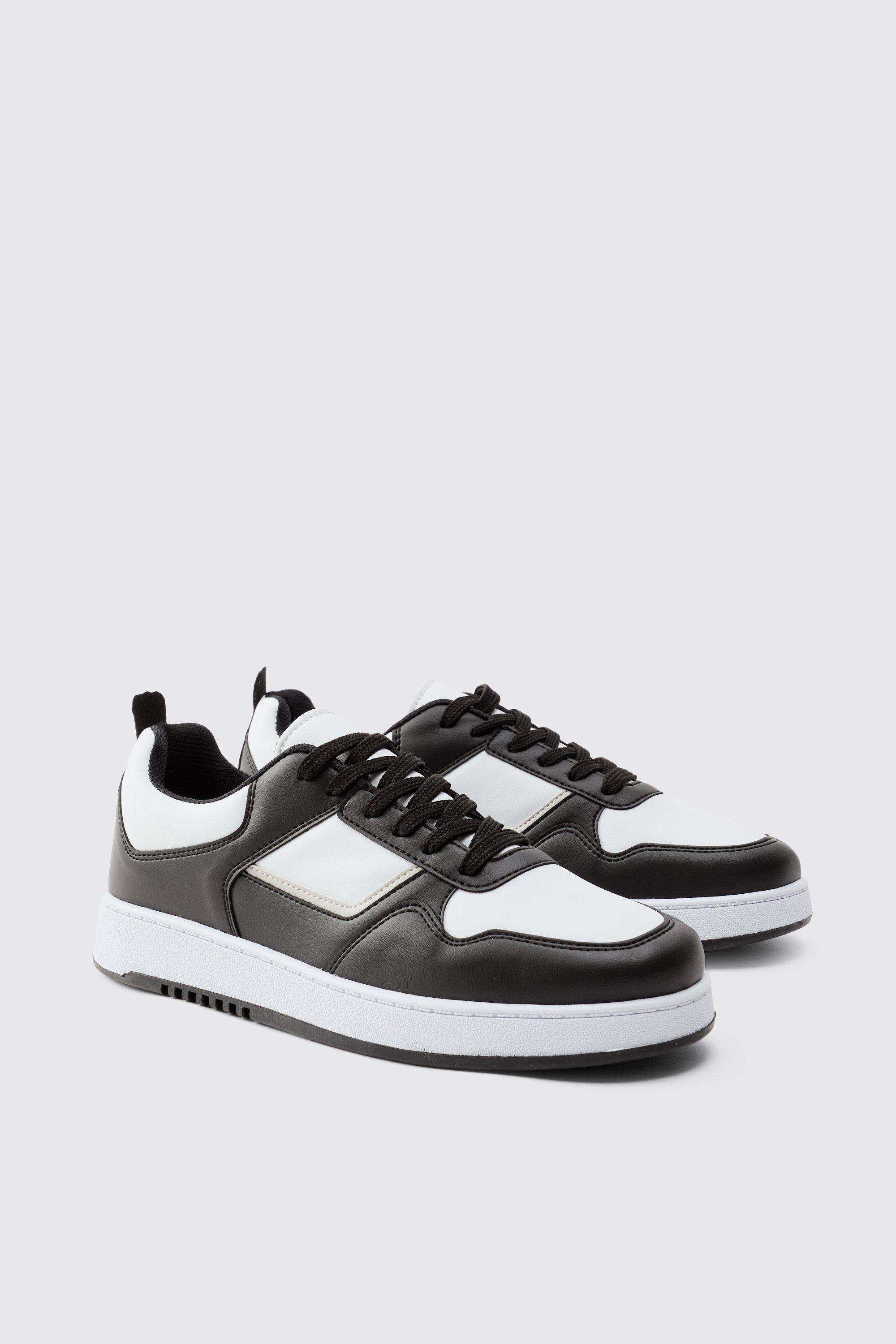 Contrast Chunky Sneakers In Black | boohooMAN USA product image