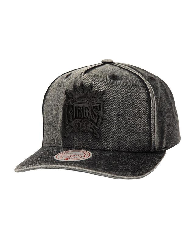 Mitchell & Ness Mens Black Sacramento Kings Washed Out Tonal Logo Snapback Hat Product Image