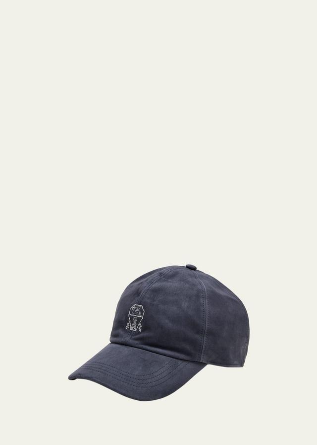 Mens Lightweight Suede Baseball Cap with Embroidered Logo Product Image