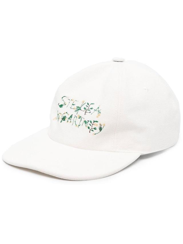 Floral Logo-print Cap In White Product Image