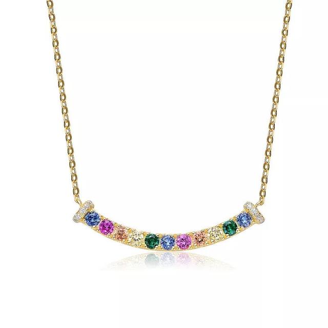 14k Gold over Sterling Silver Multi-Color Cubic Zirconia Bar Necklace, Womens Gold Tone Product Image