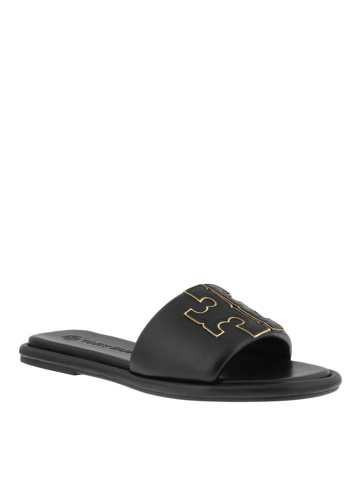 TORY BURCH Ines Leather Slides In Black Product Image