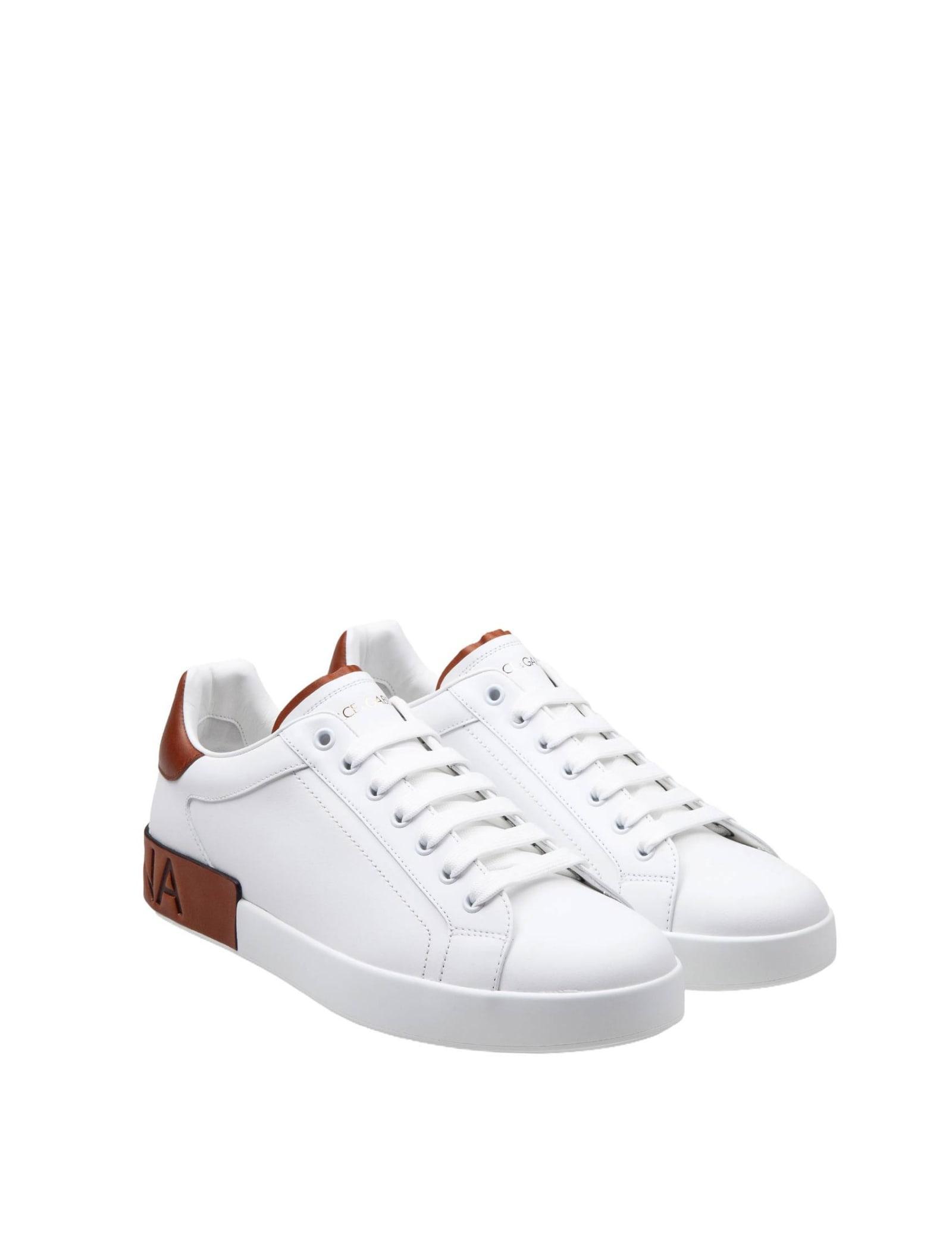 Portofino Sneakers In White Leather And Leather Product Image