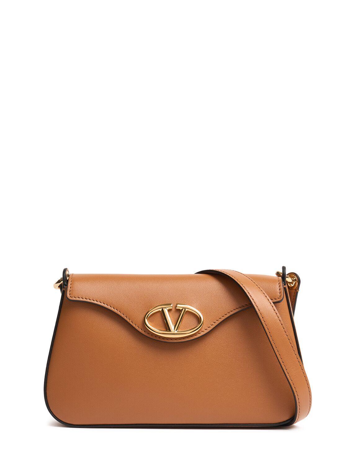 VALENTINO GARAVANI Almond Beige Vlogo Bold Leather Shoulder Bag Product Image