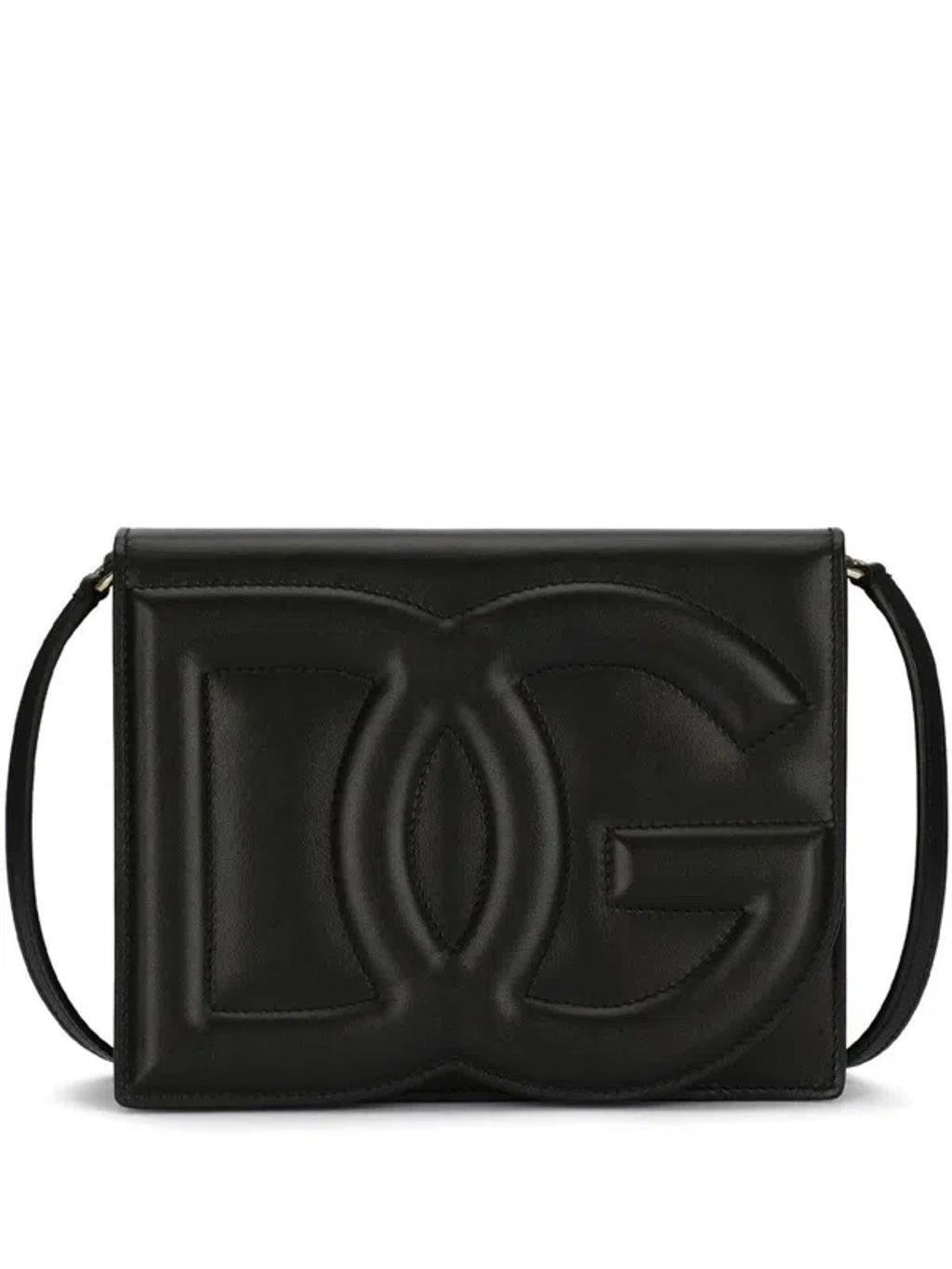 Shoulder Bag With Embossed Logo In Black Product Image