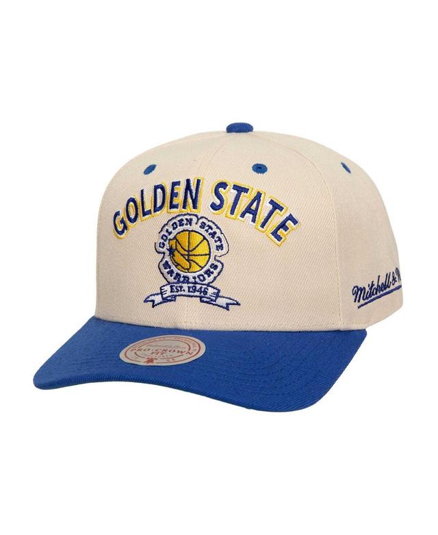 Mens Mitchell & Ness Cream/Royal Golden State Warriors 7x NBA Champions Soul Legacy Defined Snapback Hat Product Image