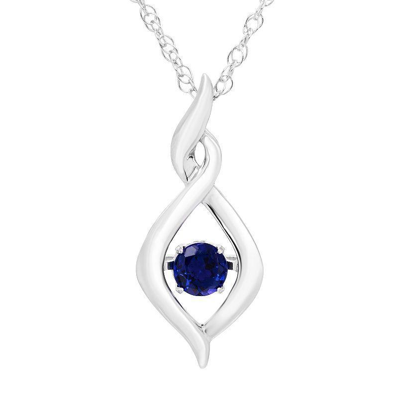 Boston Bay Diamonds Brilliance in Motion Sterling Silver Lab-Created Sapphire Dancing Gemstone Twisted Infinity Pendant, Womens Product Image