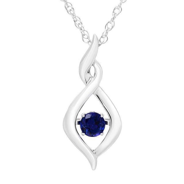 Boston Bay Diamonds Brilliance in Motion Sterling Silver Lab-Created Sapphire Dancing Gemstone Twisted Infinity Pendant, Womens Blue Product Image