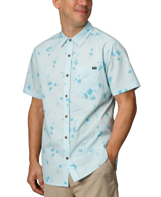 Reef Mens Colton Short Sleeve Button-Front Perforated Printed Shirt Product Image