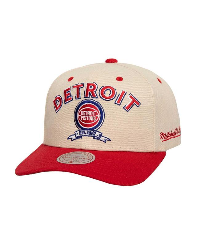 Mitchell & Ness Mens Cream/Red Detroit Pistons 3x Nba Champions Soul Legacy Defined Snapback Hat Product Image