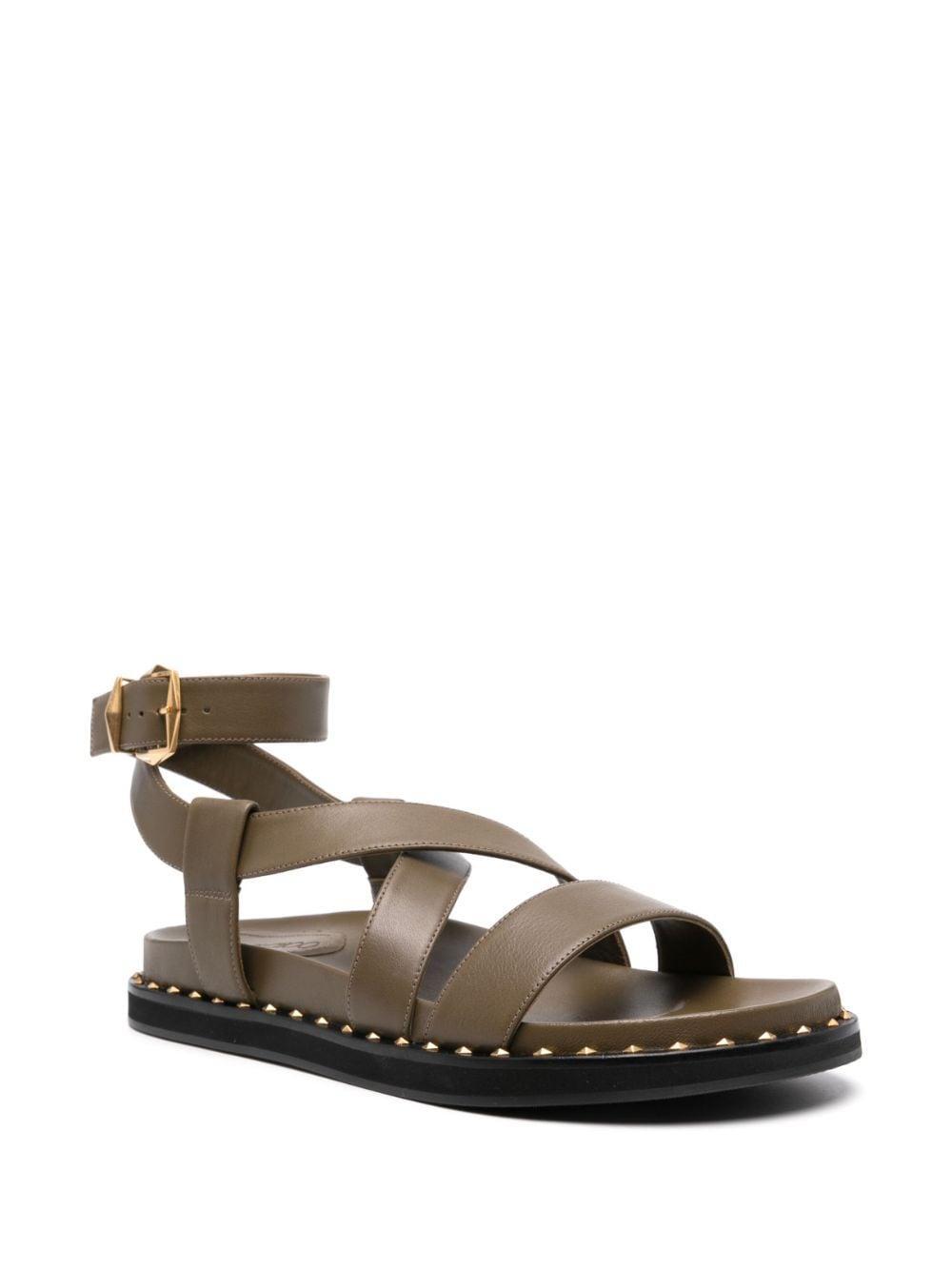 Blaise Leather Sandals In Green Product Image