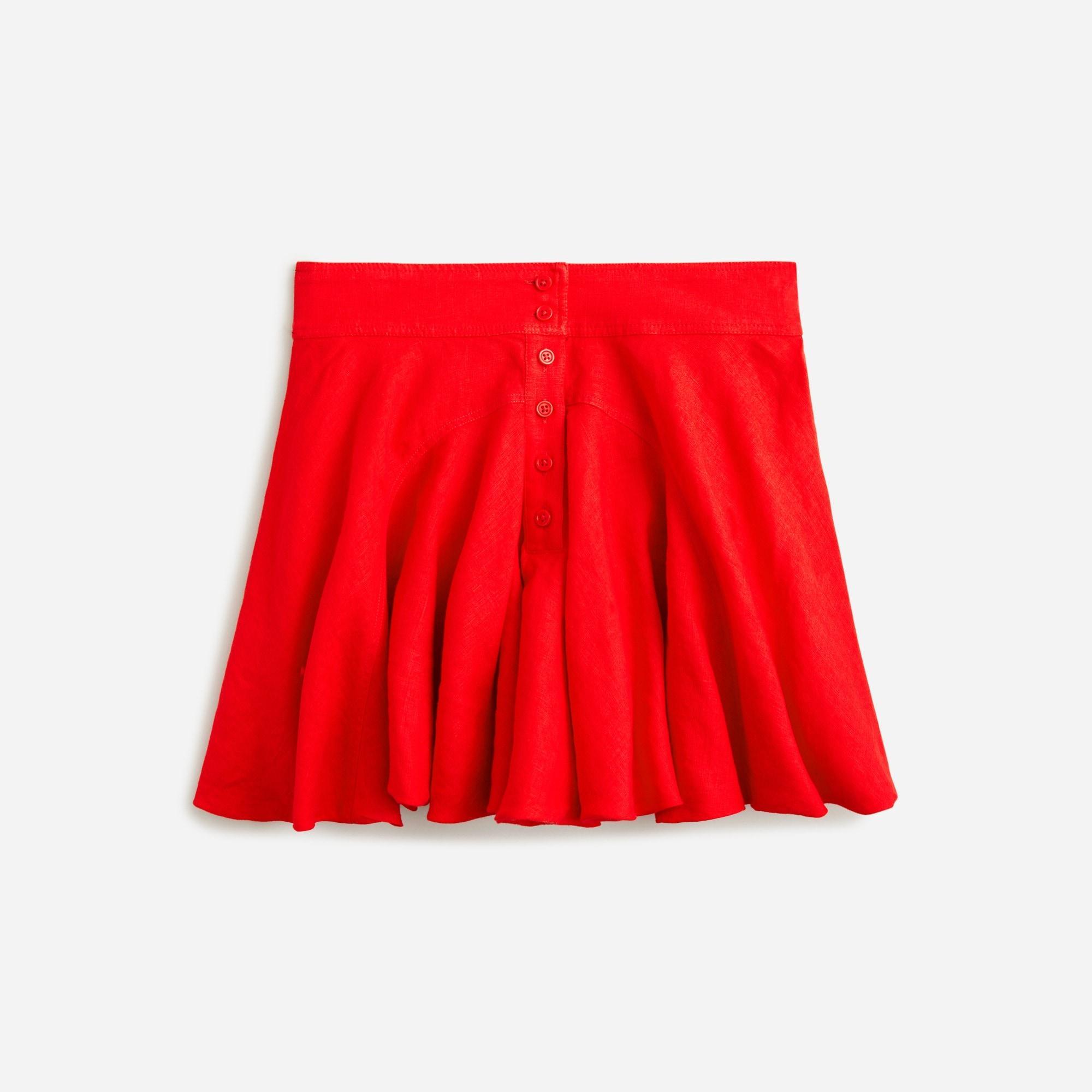 Button-up mini skirt in linen Product Image