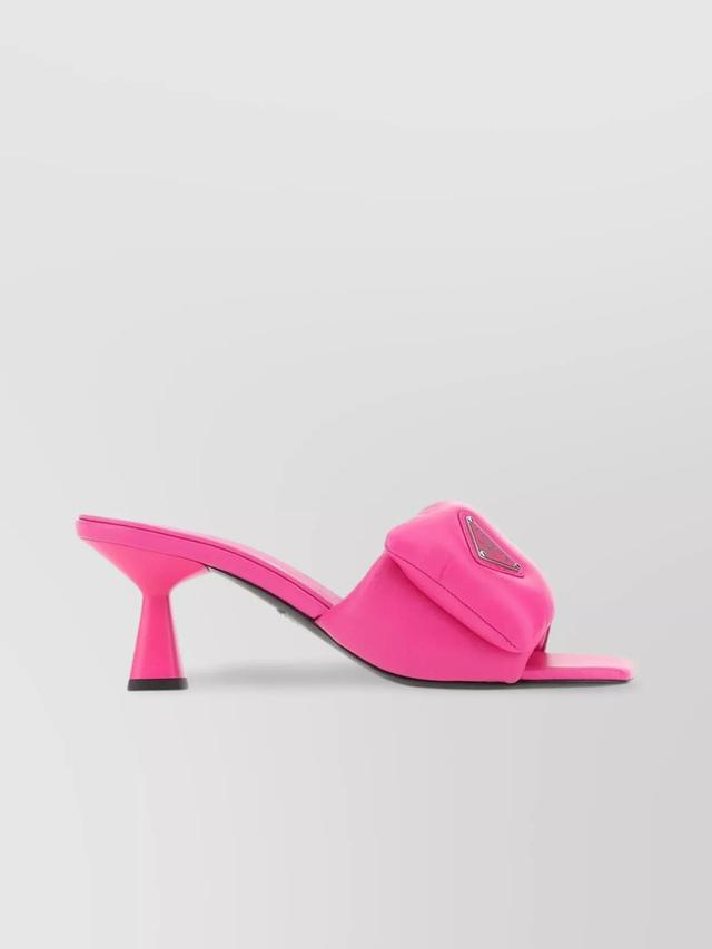 Distinctive Squared Toe Heeled Mules In Pink Product Image