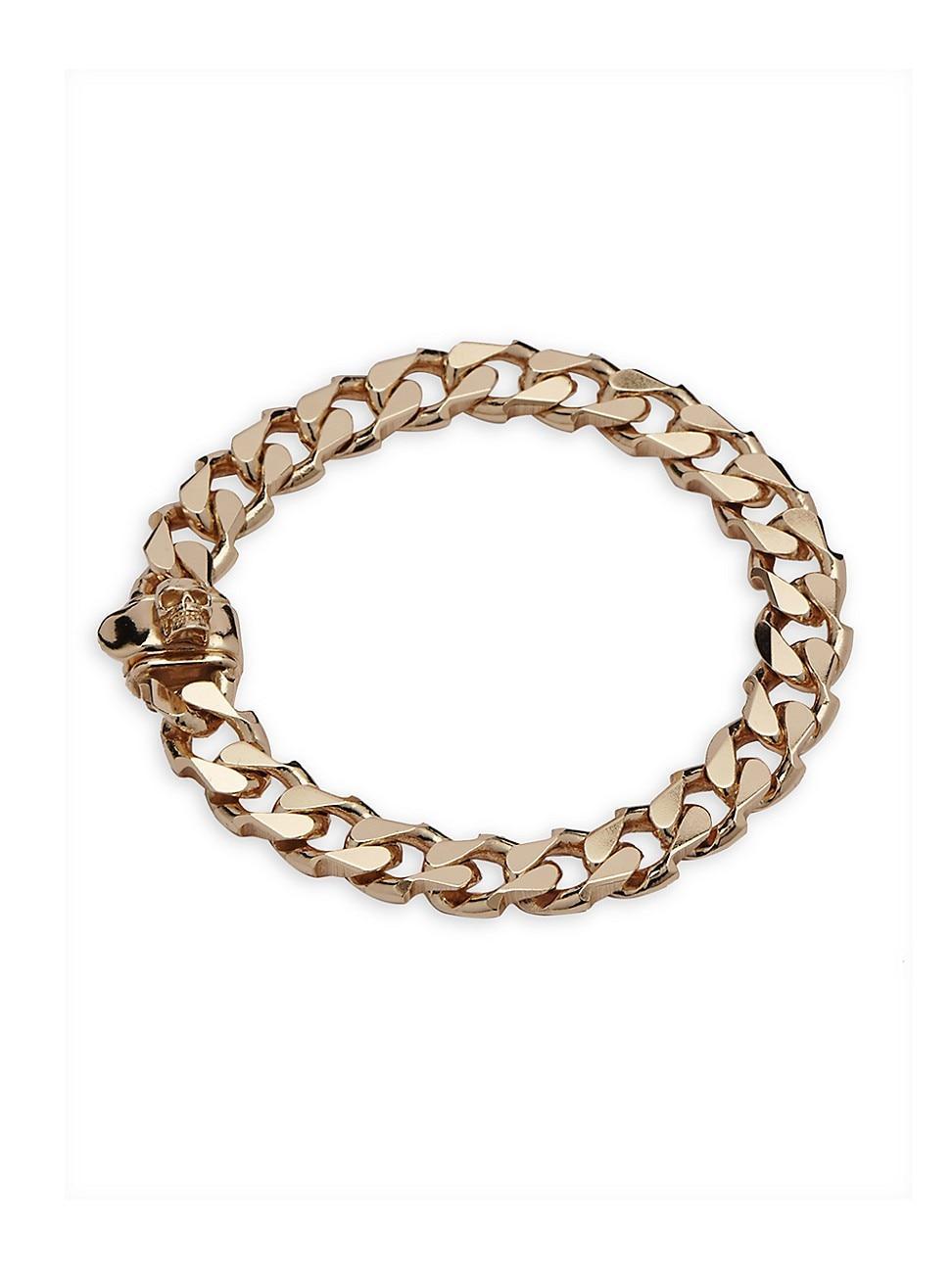 Mens Unisex 24K Gold-Plated Sterling SIlver Edge Chain Bracelet Product Image