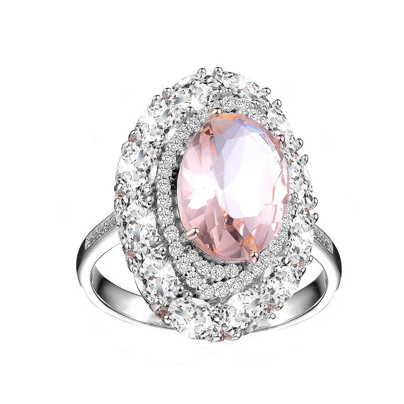 Sterling Silver Cubic Zirconia Halo Ring, Womens Product Image