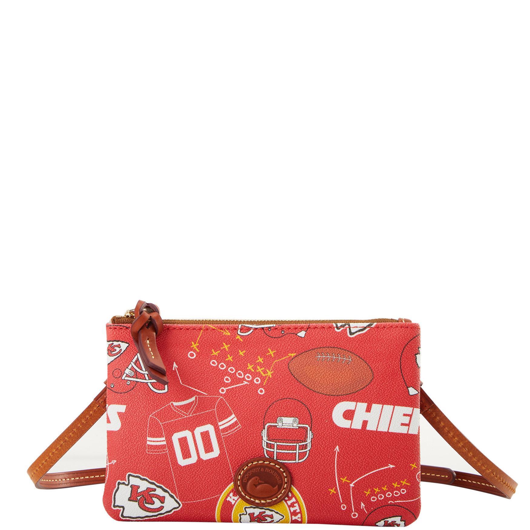 Dooney & Bourke Womens NFL Chiefs Top Zip Crossbody Coated Cotton Shoulder Bag in Red Product Image