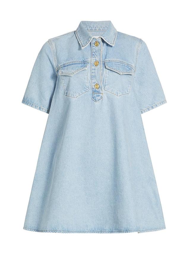 Womens Short-Sleeve Denim Minidress Product Image