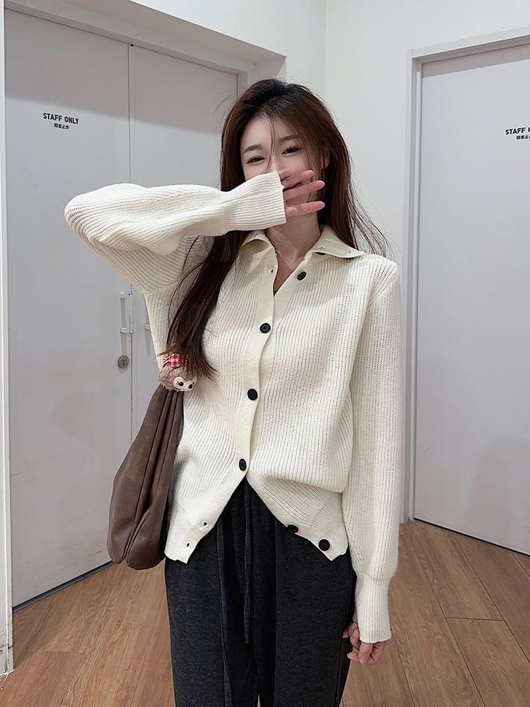 Turtleneck Ribbed Cardigan Product Image