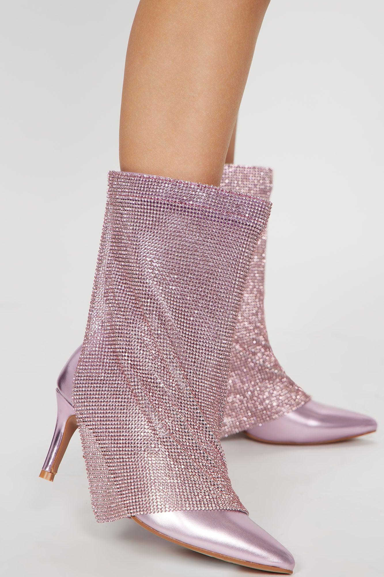 Loud And Clear Rhinestone Boots - Pink Product Image