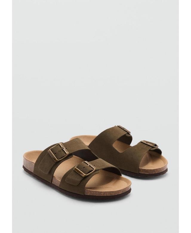 Mango Mens Buckle Detail Split Leather Sandals Product Image