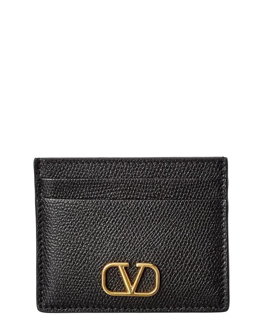 VALENTINO GARAVANI Vlogo Signature Leather Card Holder In Black Product Image