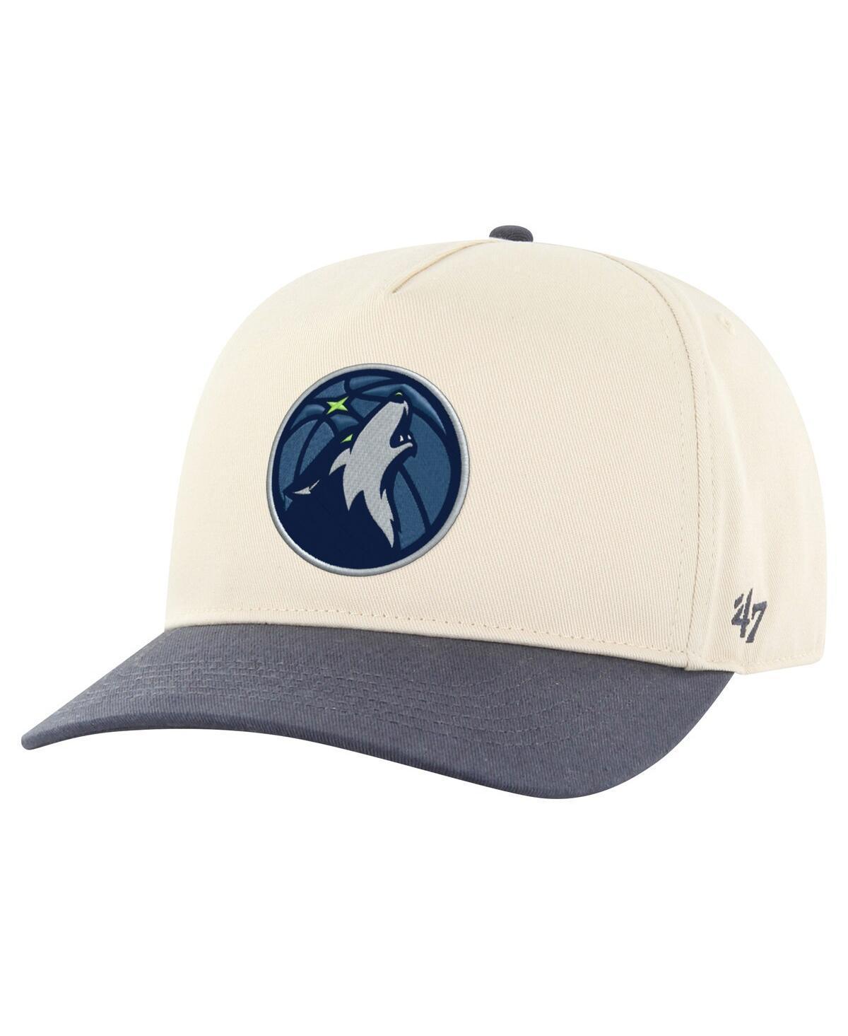 47 Brand Mens Cream/Navy Minnesota Timberwolves Roscoe Hitch Adjustable Hat Product Image