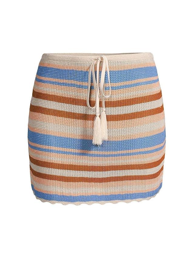 Womens Ari Striped Knit Drawstring Miniskirt Product Image