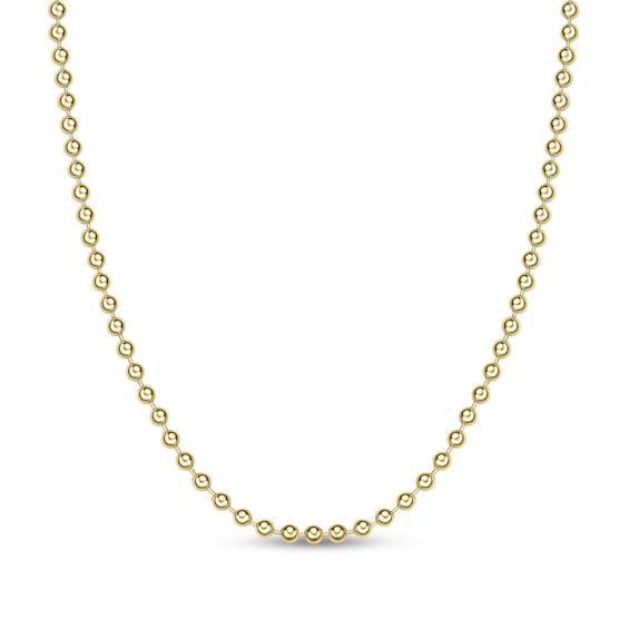 Men's 4.0mm Bead Gold-Tone Chain Necklace in Solid Stainless Steel with Yellow Ion-Plate - 24" Product Image