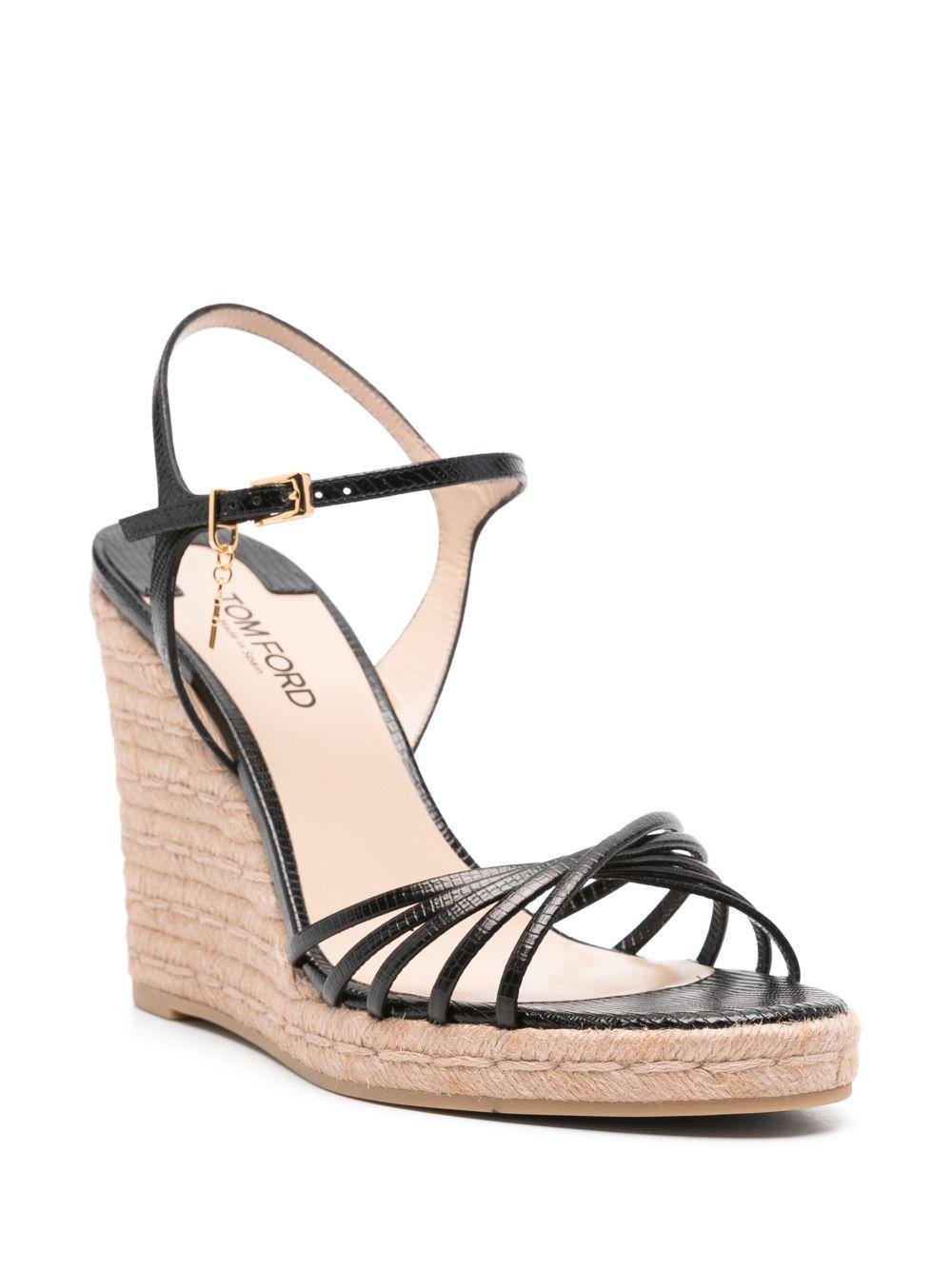 TOM FORD Cabana Lizard-embossed Wedge Espadrilles In Black Product Image