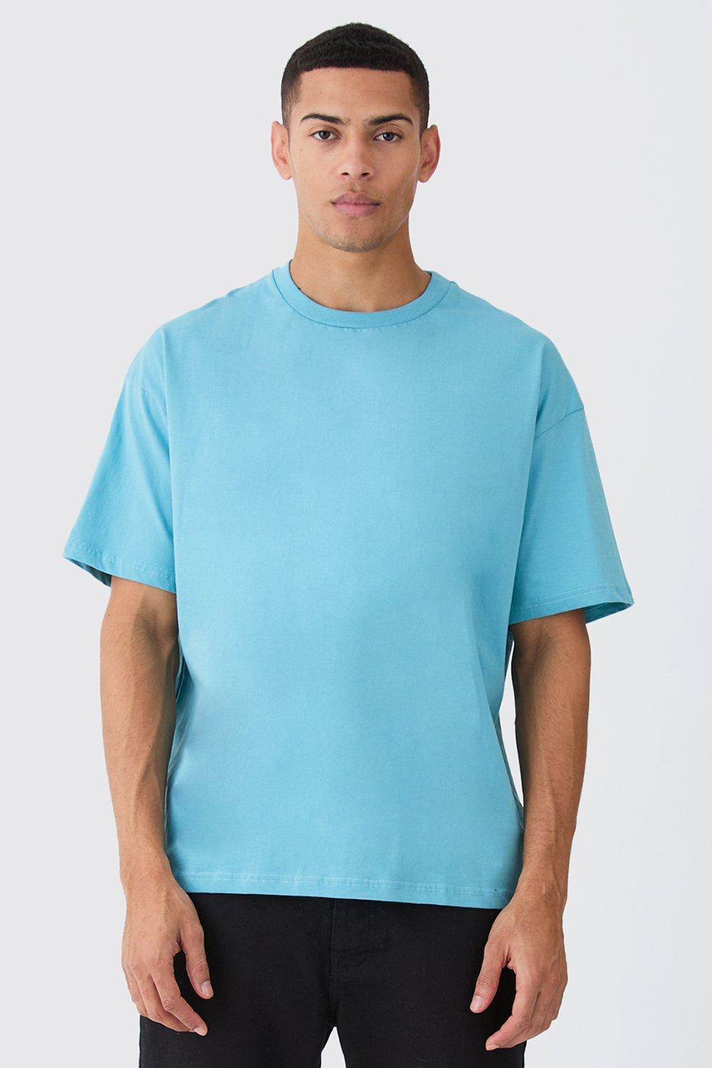 Mens Blue Oversized Crew Neck T-shirt, Blue Product Image