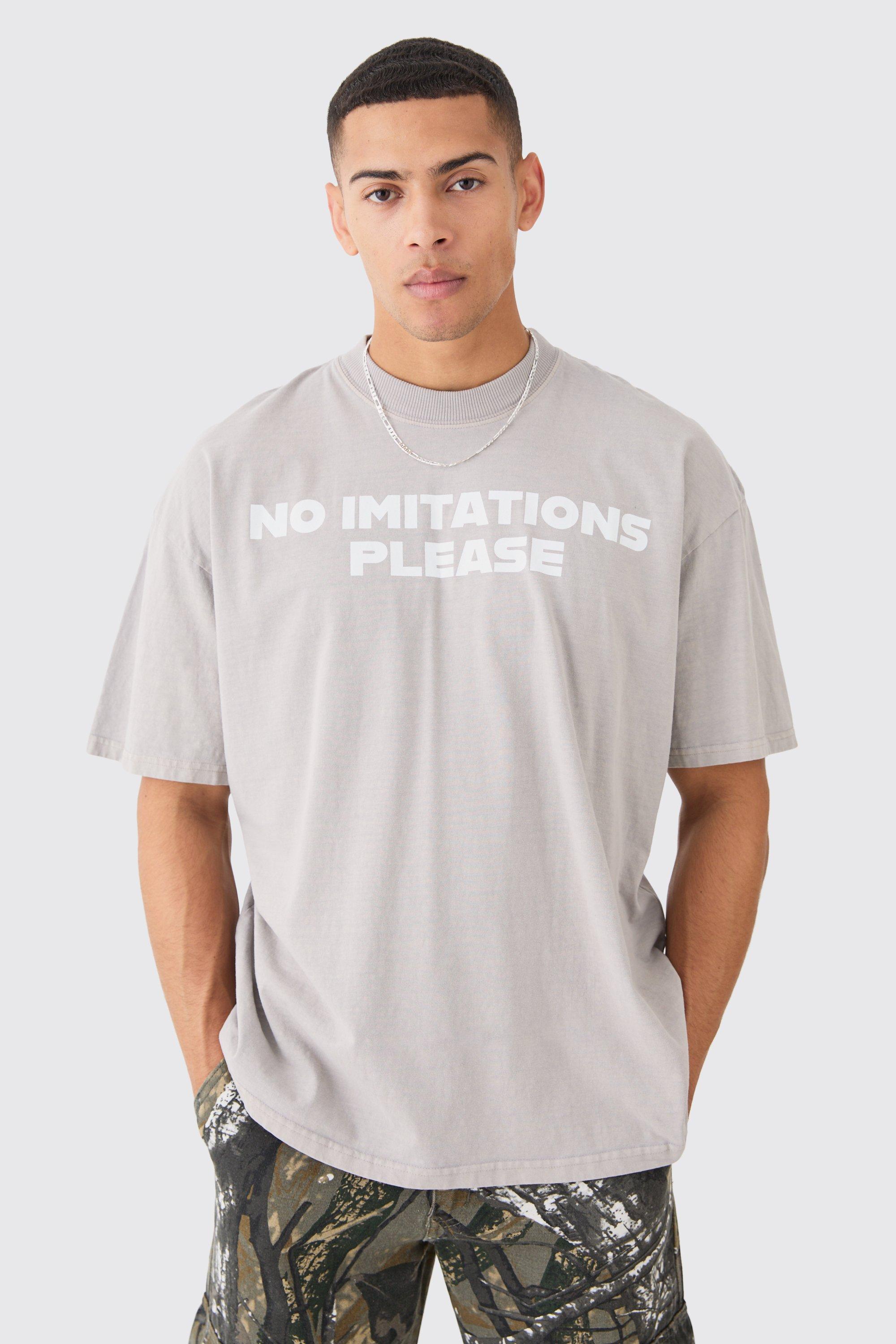 Oversized Overdye Slogan T-shirt | boohooMAN USA Product Image