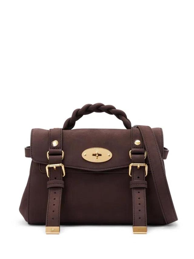 MULBERRY Mini Alexa Nubuck Leather Satchel In Brown Product Image