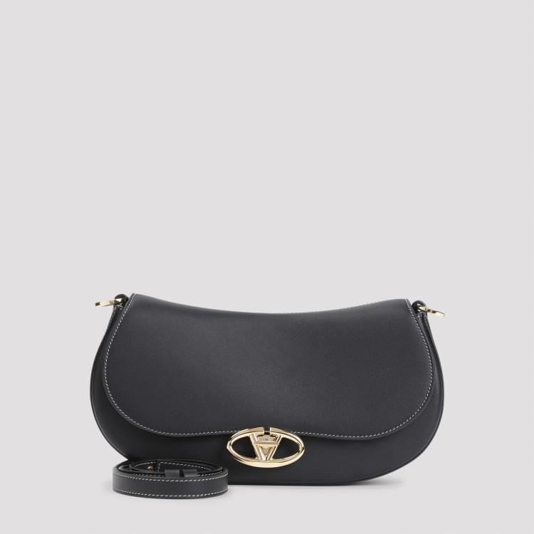 Small Saddle Black Calf Leather Shoulder Bag Product Image