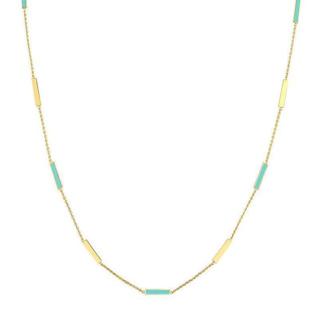 Color Romance 14k Gold Colored Enamel Adjustable Bar Necklace, Womens Blue Product Image