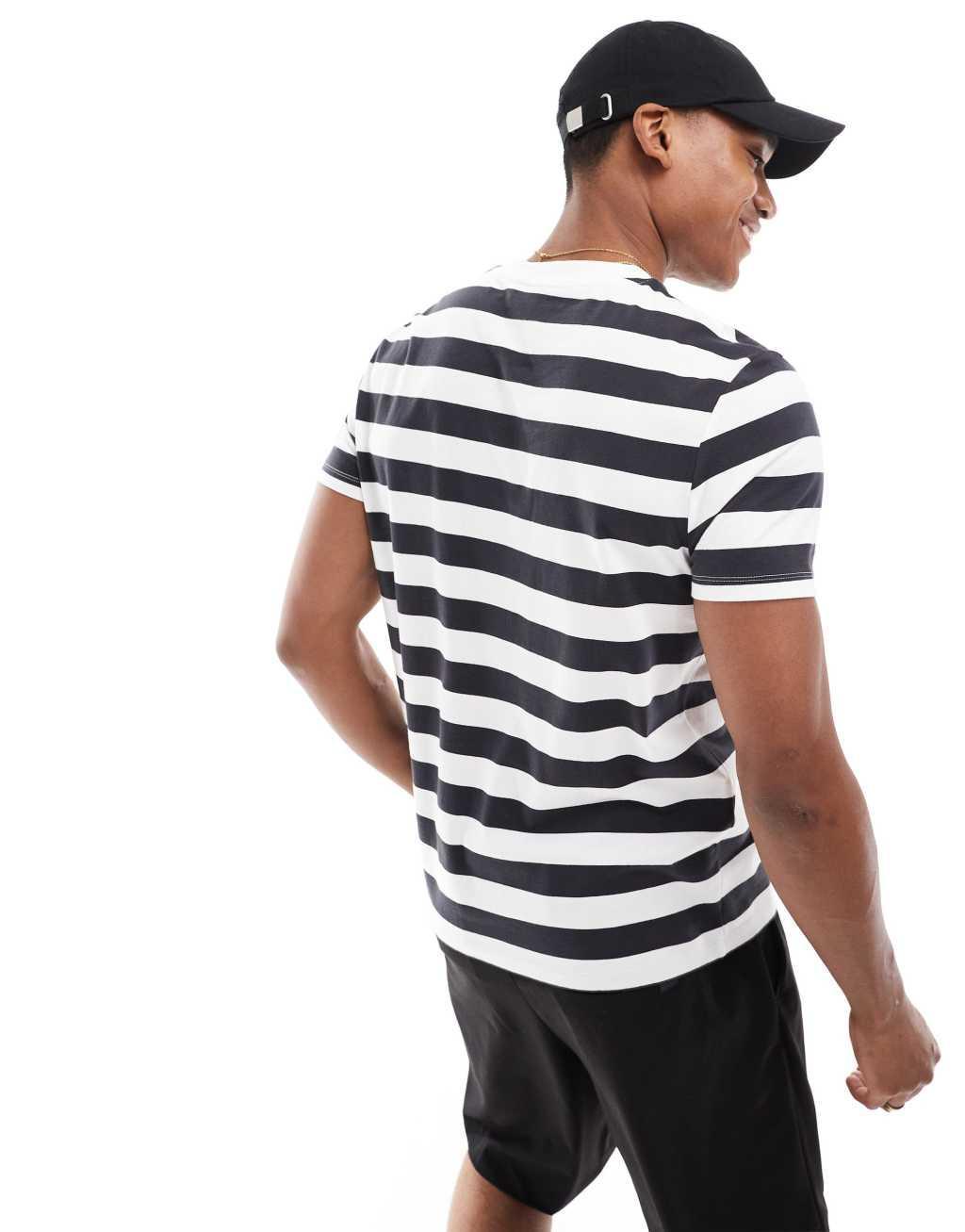 ASOS DESIGN standard t-shirt in white and navy stripe Product Image