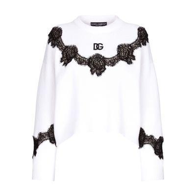 Lace-detail Sweater In White Product Image