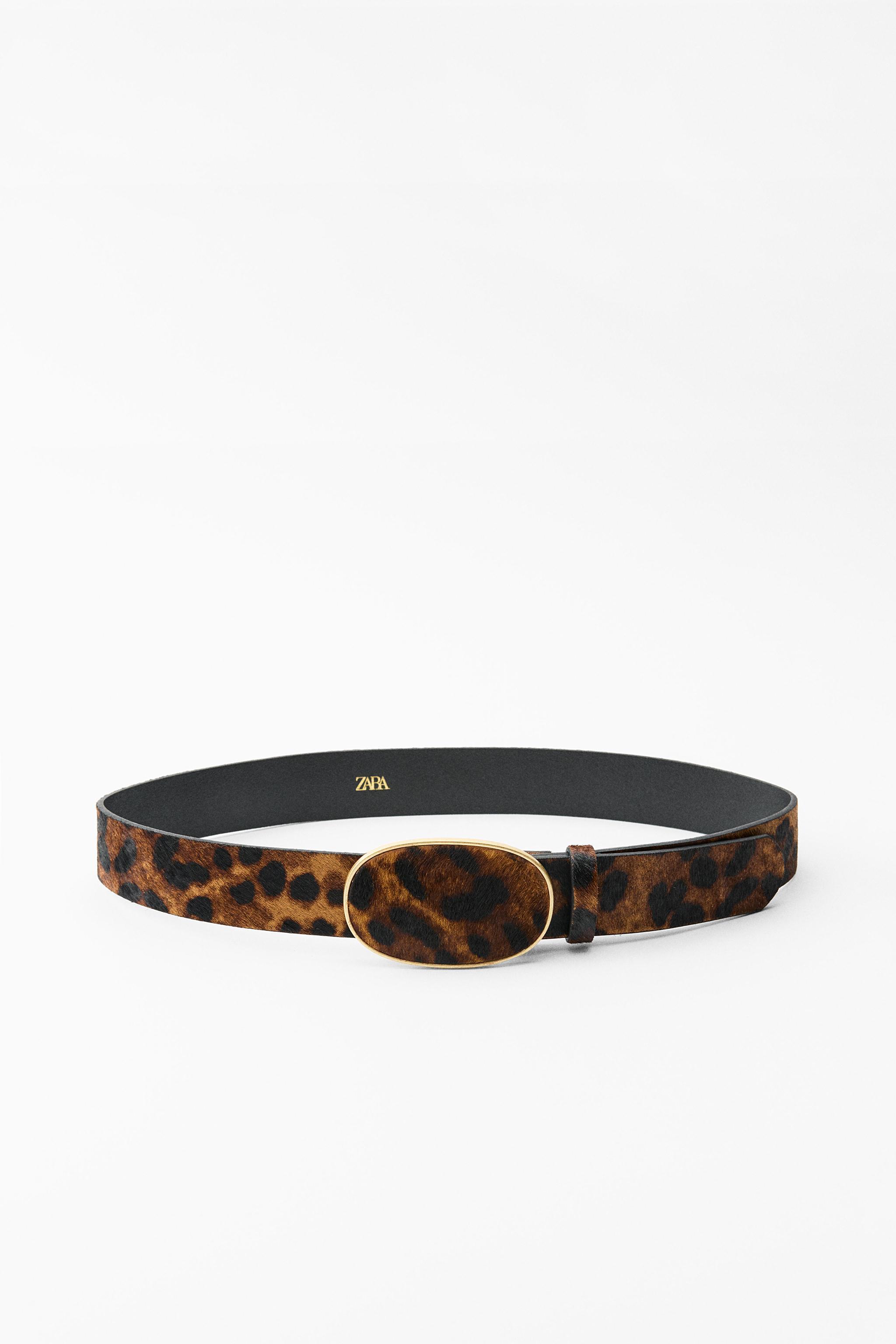 LEATHER BELT WITH ANIMAL PRINT BUCKLE Product Image