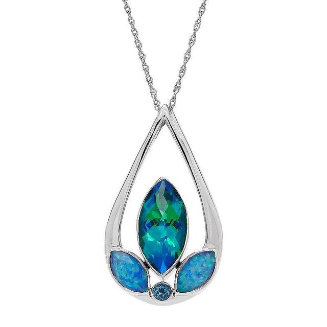 Sterling Silver With Multi Quartz Teardrop Pendant Necklace, Womens Product Image