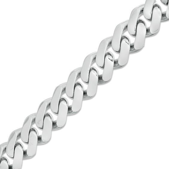 Men's 9.5mm Diamond-Cut Cuban Curb Chain Bracelet in Hollow 14K White Gold - 8.25" Product Image