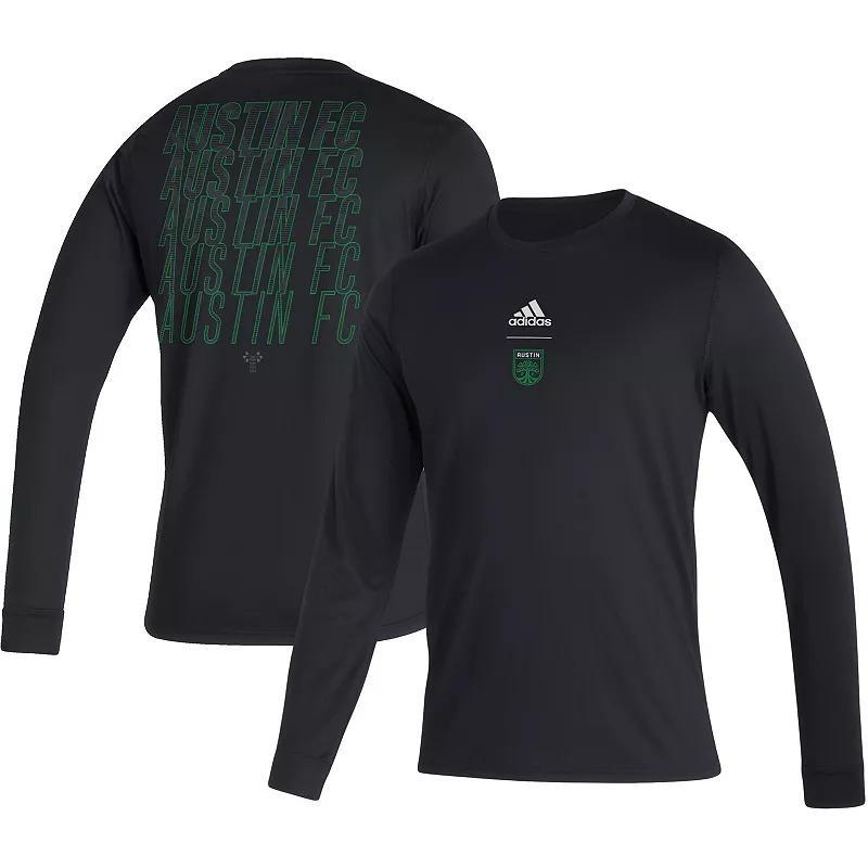 Mens adidas Black Austin FC Club Long Sleeve T-Shirt Product Image