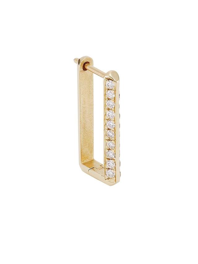 Mens 14K Yellow Gold & Diamond Medium Link Single Earring Product Image