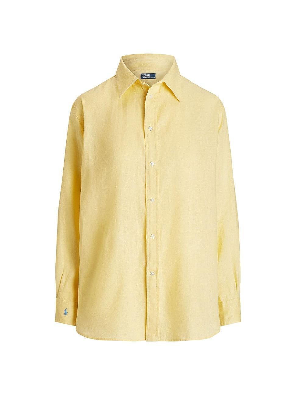 Womens Linen Relaxed-Fit Shirt Product Image