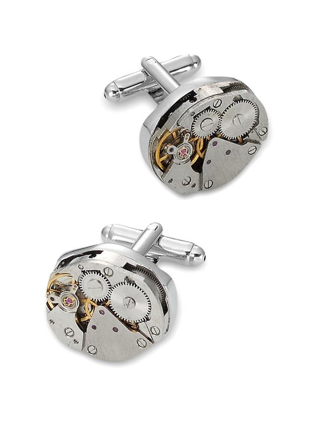 Oval Watch Movement Cufflinks - Silver/gold Product Image